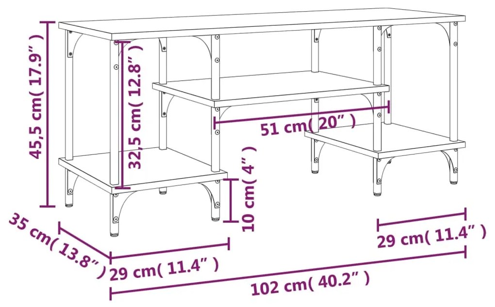 Mobile Porta TV Grigio Sonoma 102x35x45,5 cm Legno Multistrato