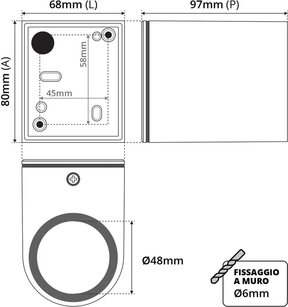 Applique da Esterno Monodirezione IP65 GU10 Stondata - Nero