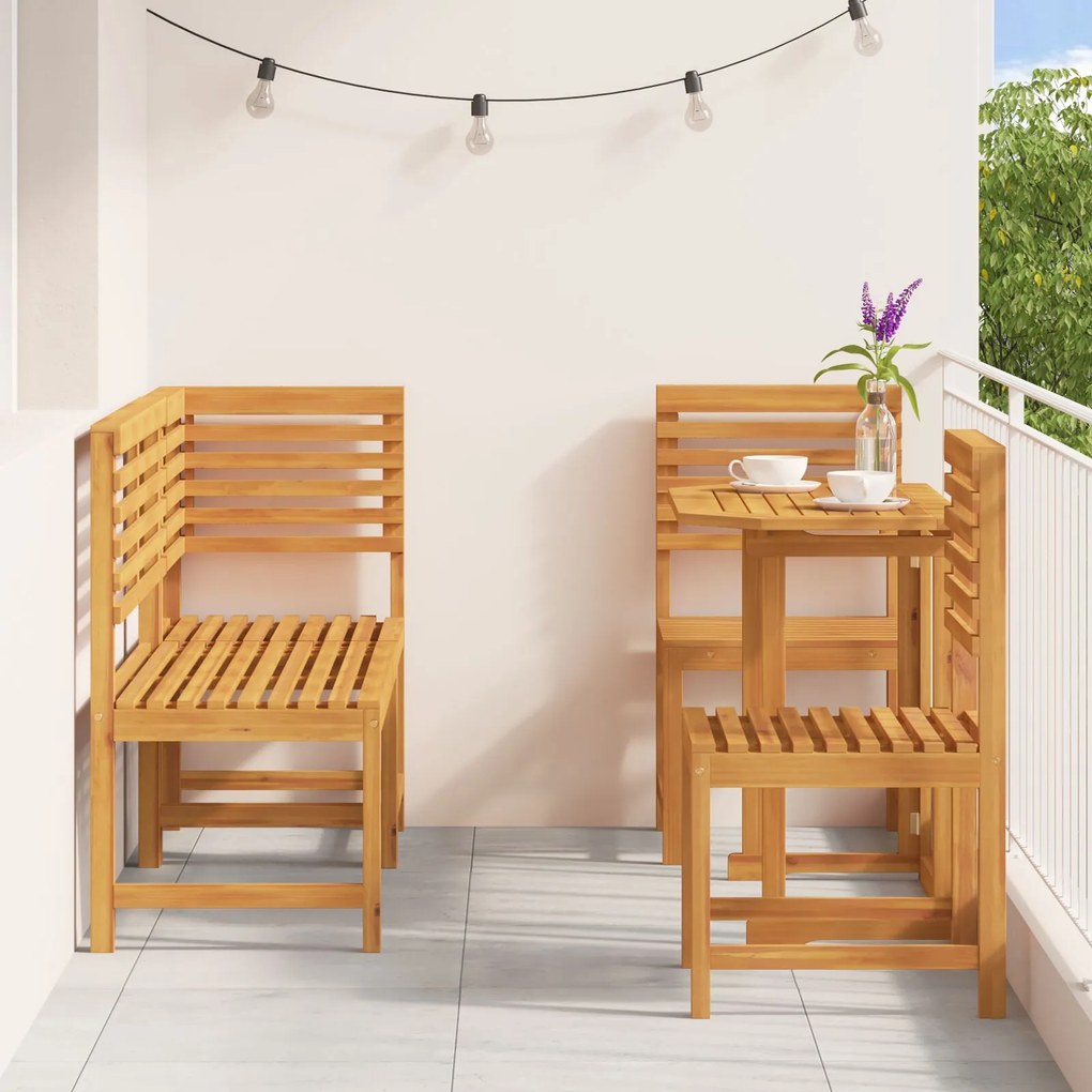 Set da pranzo in legno massello di acacia da 5 pezzi
