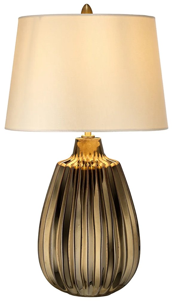 Lampada Da Scrivania Contemporanea Newham Ceramica Bronzo Bianco 1 Luce E27