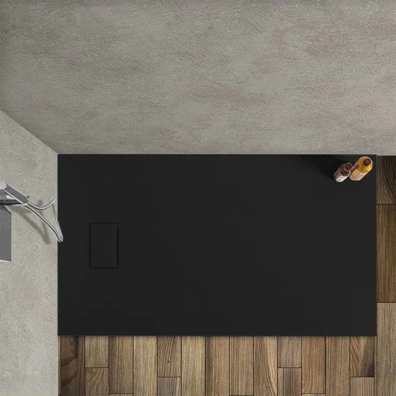 Piatto doccia 80x140 in resina nero effetto pietra riducibile Agorà