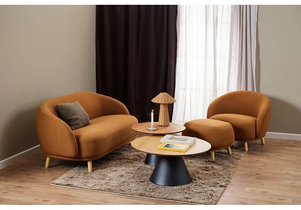 Tavolino rotondo nero e naturale con piano in rovere ø 85 cm Soli - Actona