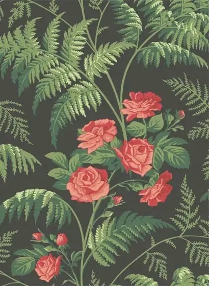 Cole & Son Carta da parati Rose - Green/ Charcoal