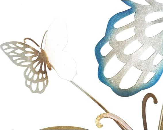 Pannello decorativo da muro con design a farfalle 59,5X4X111,5 cm Butterflies oro/celeste