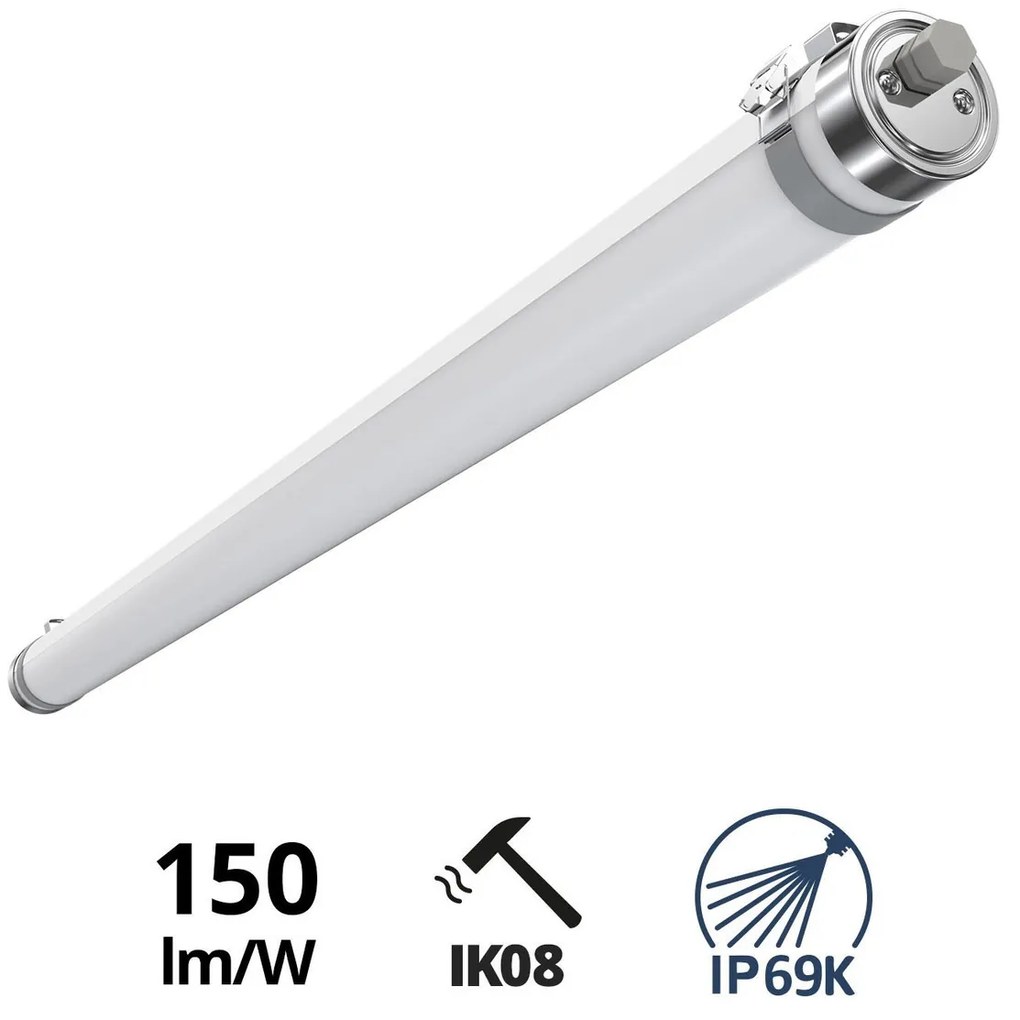 Plafoniera LED 150cm 50W IP69K in PMMA - con driver Philips Xitanium Colore Bianco Naturale 4.000K