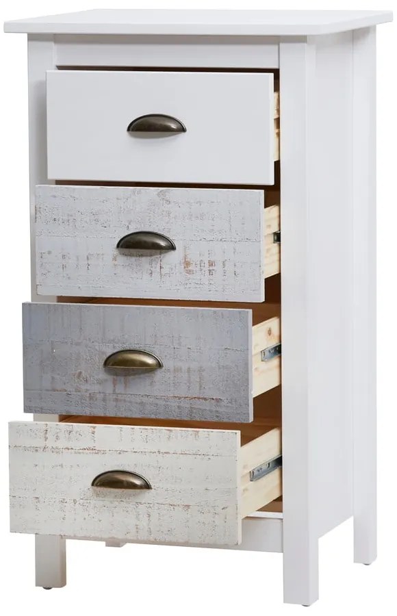 Cassettiera alta bianca e grigia con 4 cassetti , 46 x 80 cm Romantica - Marckeric