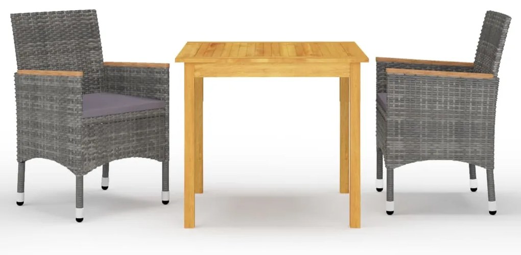 Set Mobili Da Pranzo Per Giardino 3 Pz Grigio /