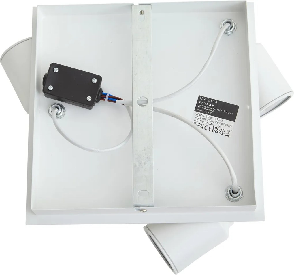 Faretto da bagno moderno bianco quadrato 3 luci IP44 - Ducha