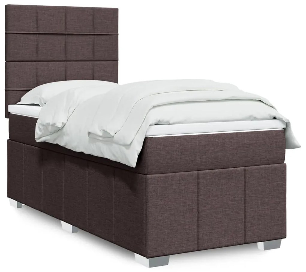 Giroletto A Molle Con Materasso Marrone Scuro 90x200 Cm Tessuto /