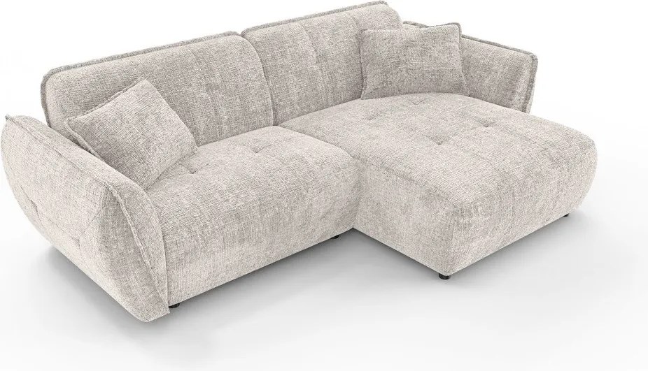 Divano angolare beige (con penisola a destra/con chaise lounge) con rivestimento in ciniglia Nelia – Ropez