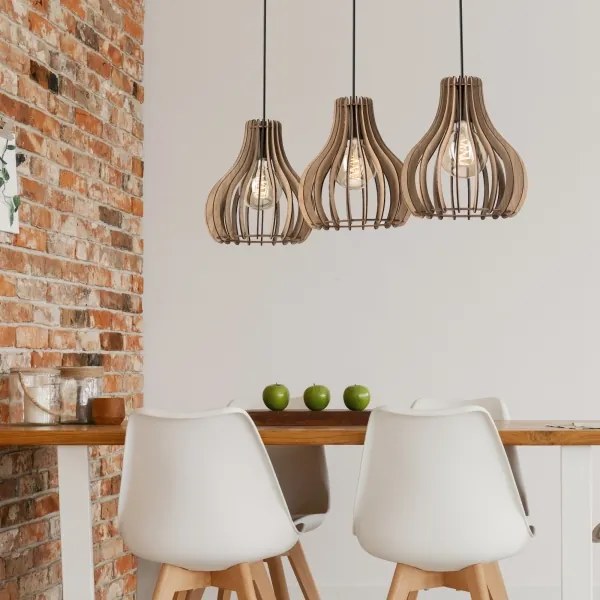 Lampadario a sospensione con filo TUCCI 3xE27/15W/230V quercia/nero