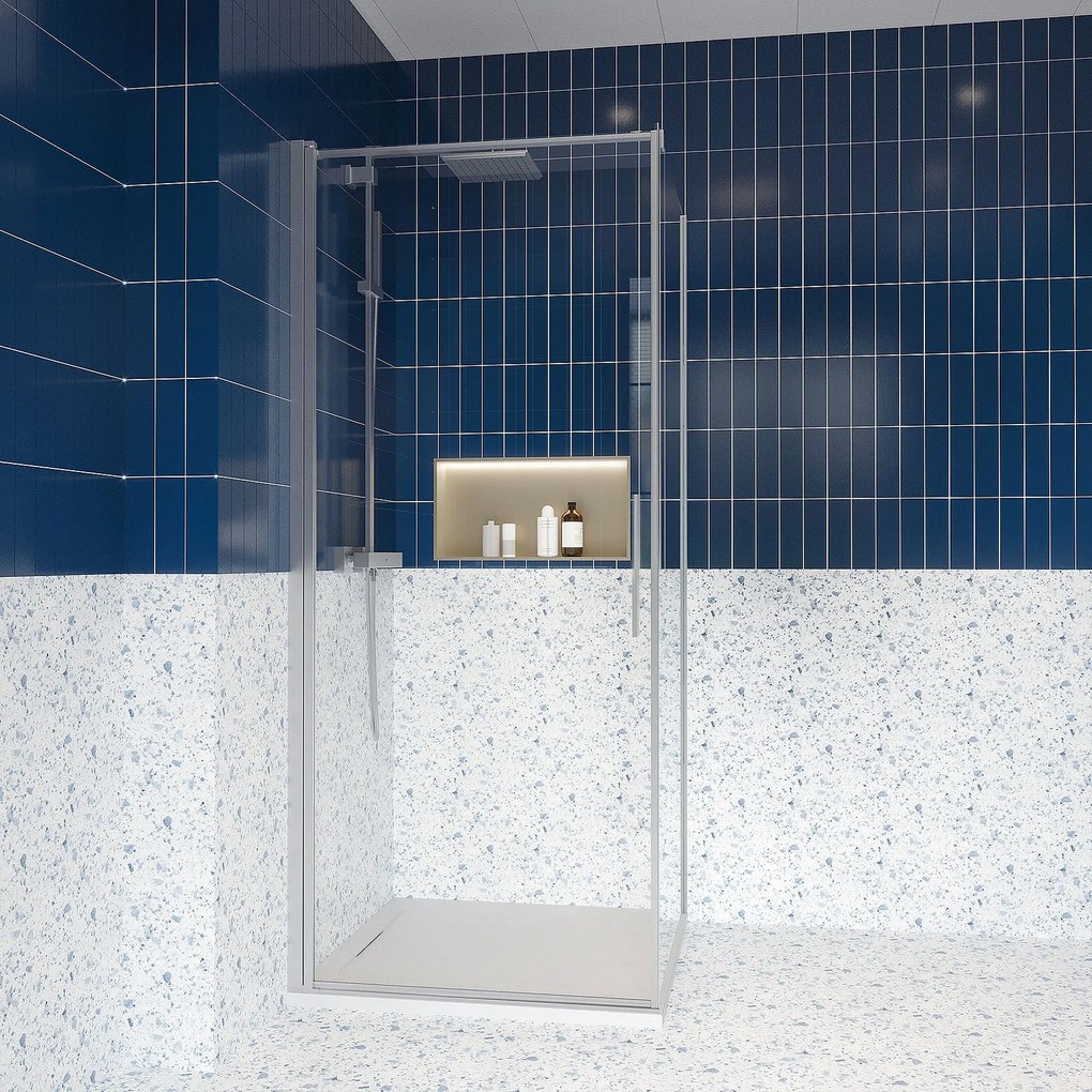 Box doccia 70x80 battente vetro temperato 6 mm 195 H cromo Linje