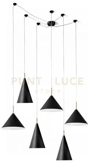 Samoi kit lampadario a sospensione 6 luci colore esterno nero finit...