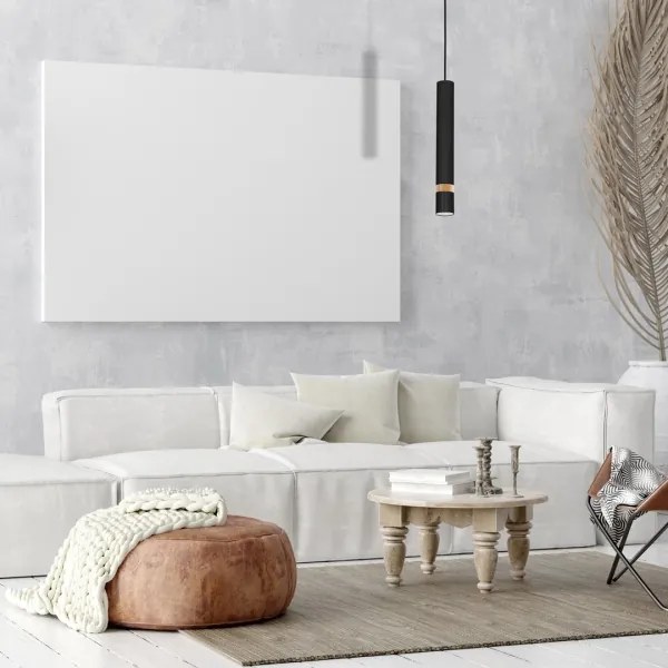 Lampadario a sospensione con filo JOKER BLACK WOOD 1xGU10/8W/230V