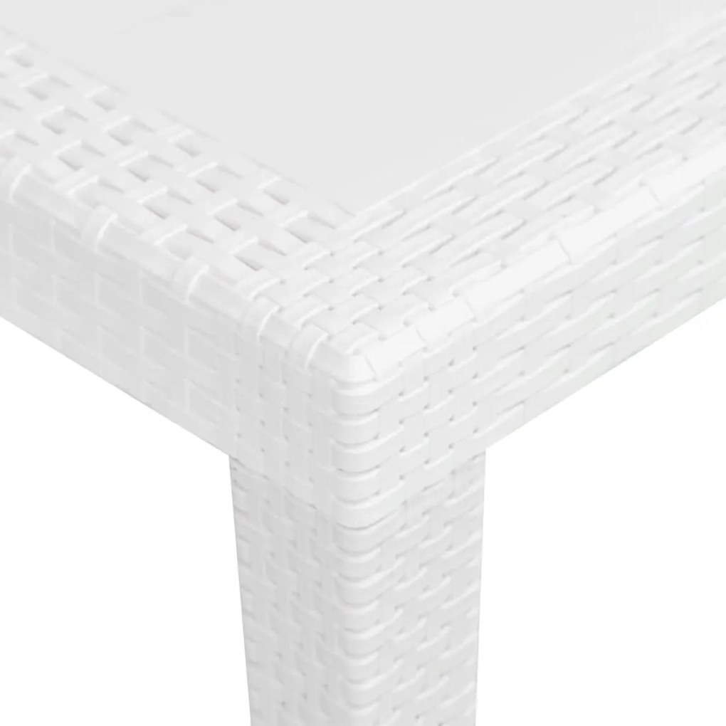 Tavolo da giardino bianco 79x79x72 cm in plastica stile rattan