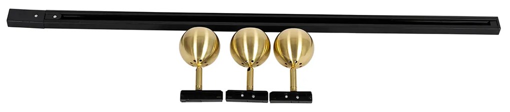 Sistema di illuminazione a binario moderno con 3 faretti oro 1 fase - Iconic Gissi