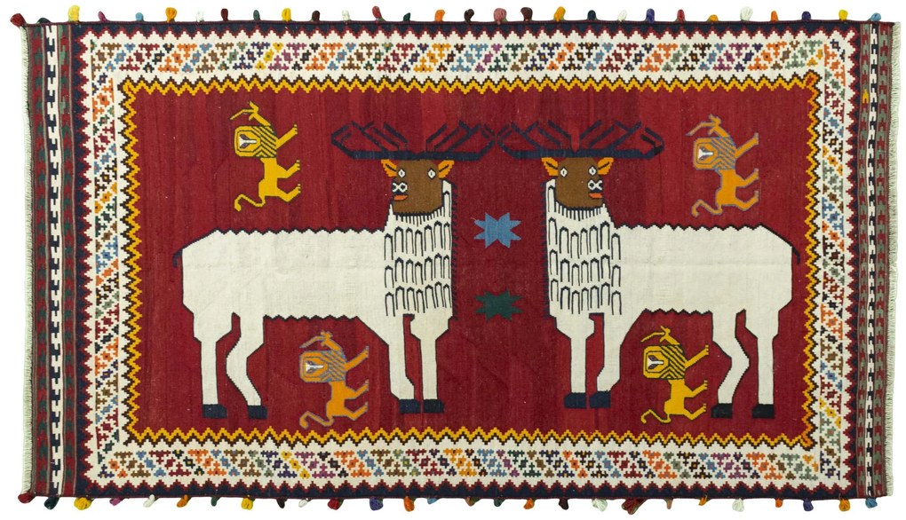 Kilim Tappeto 160 x 300 Rosso (Iran) Tessuto A Mano