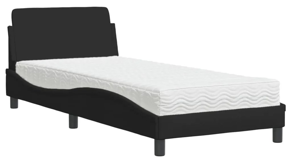 Letto con materasso nero 90x190 cm in tessuto