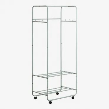 Appendiabiti con Ruote e 2 Ripiani Safra Celadon - Sklum