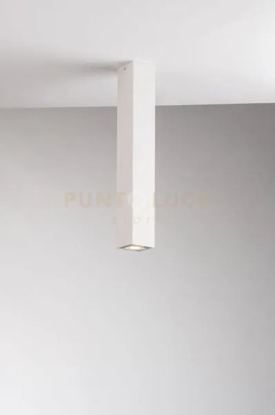 Plafoniera fluke quadrata bianca 1 luce attacco gu10 6x6x40cm