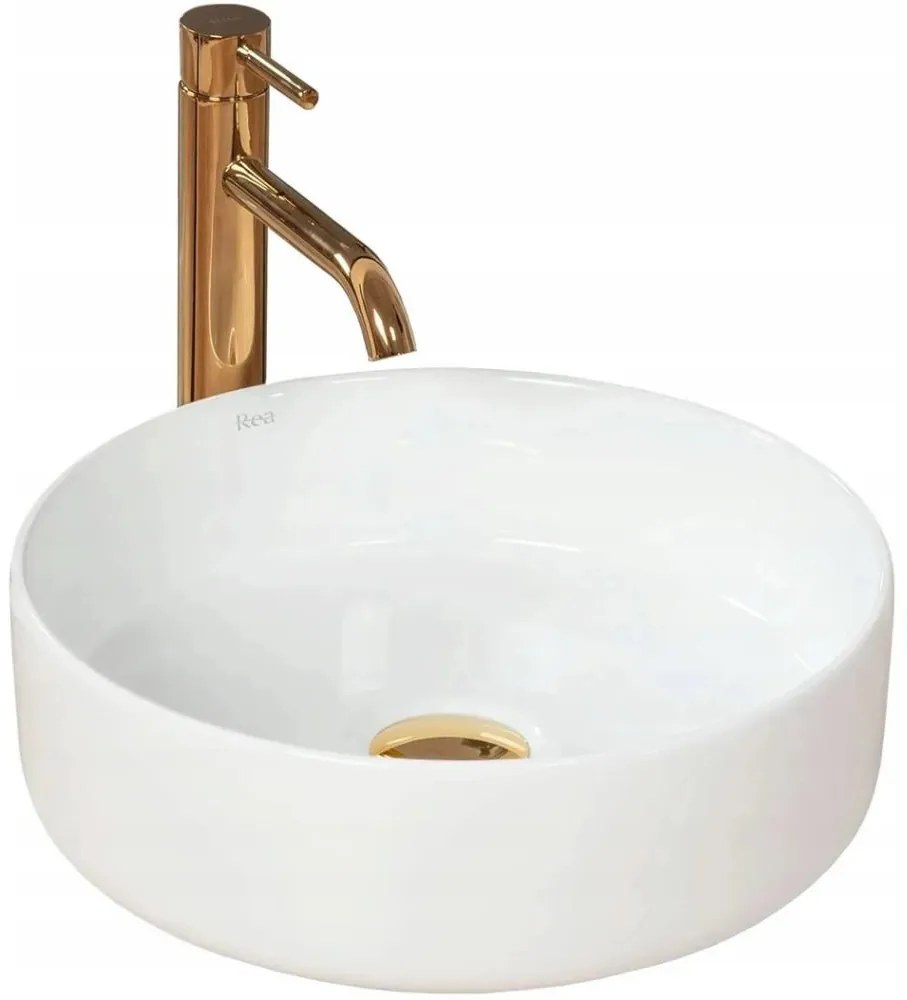REA-U18918 - Lavabo da appoggio SAMI Ø 36 cm ceramica/bianco lucido