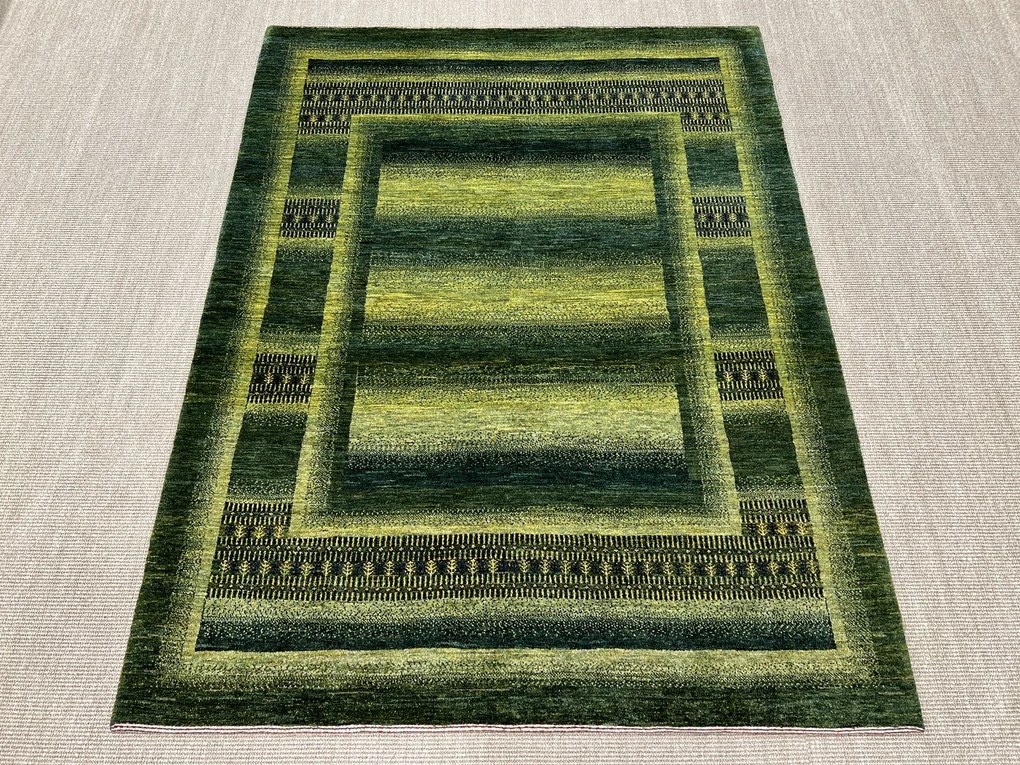 Loribaft Tappeto 150x200 Verde (Iran) Annodato A Mano