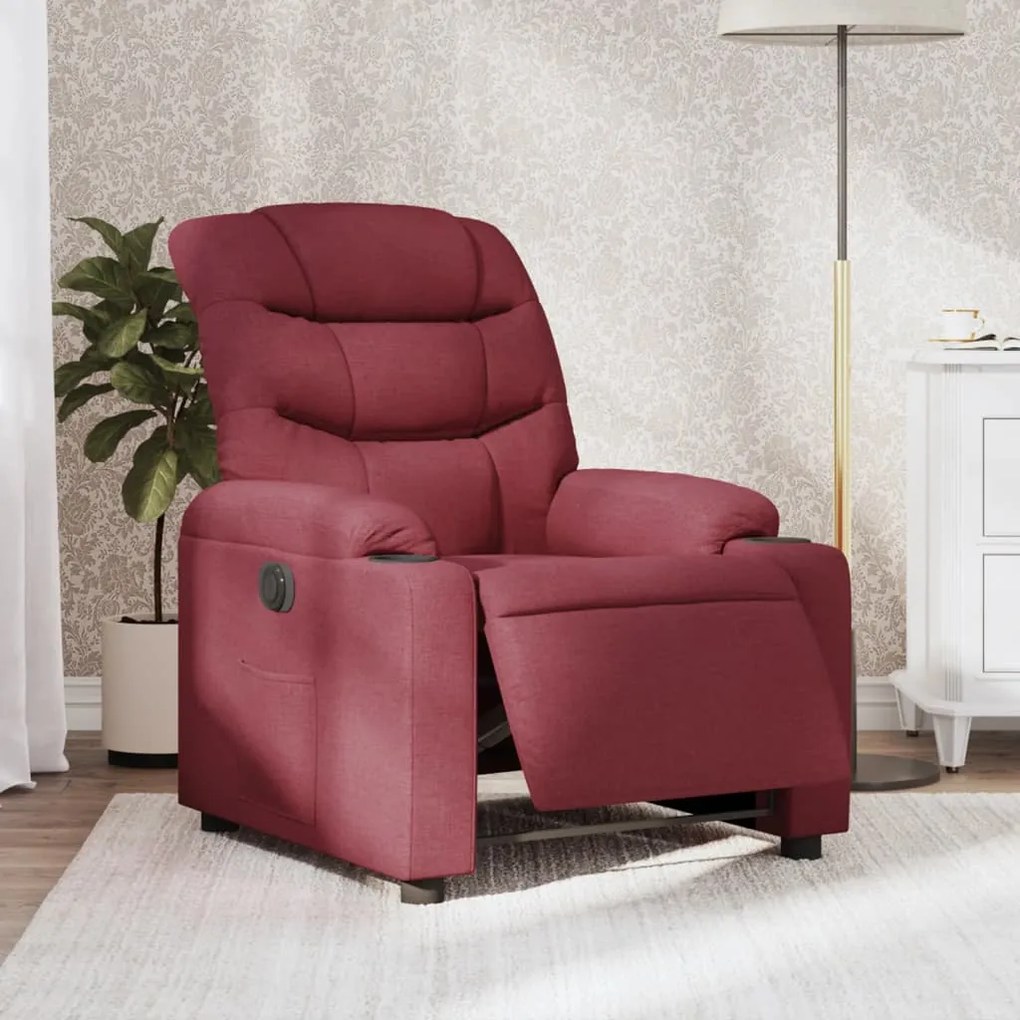 Poltrona Elettrica Reclinabile Rosso Vino İn Tessuto /