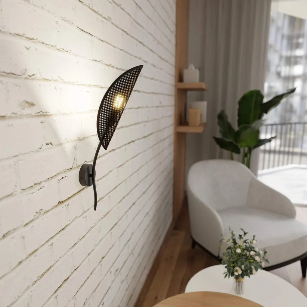 Applique da Parete in Acciaio e Tessuto LOTUS K1 Nero E14