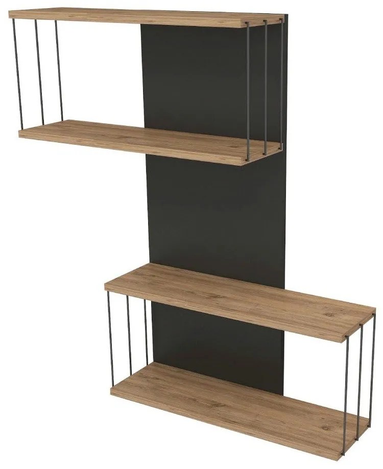 Scaffale a castello in pino decorato in antracite e naturale 65 cm Destan - Kalune Design