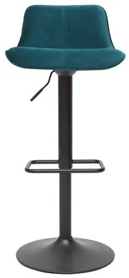 Sgabelli da bar regolabili girevoli 360° in tessuto velluto blu petrolio e metallo nero (set di 2) BOOST