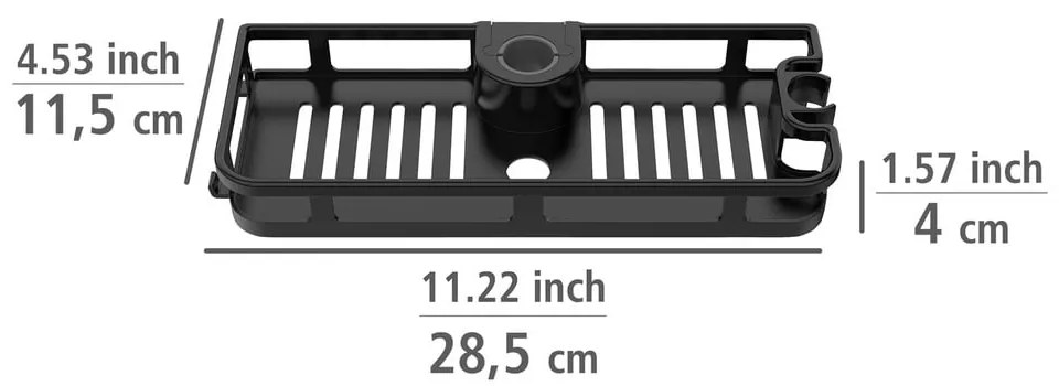 Mensola da bagno in plastica nera opaca autoportante Libertà - Wenko