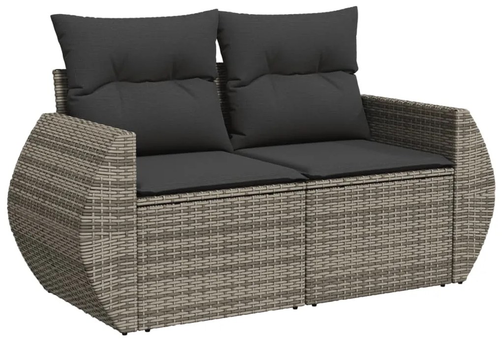 Set divano da giardino 10 pz con cuscini grigio in polyrattan