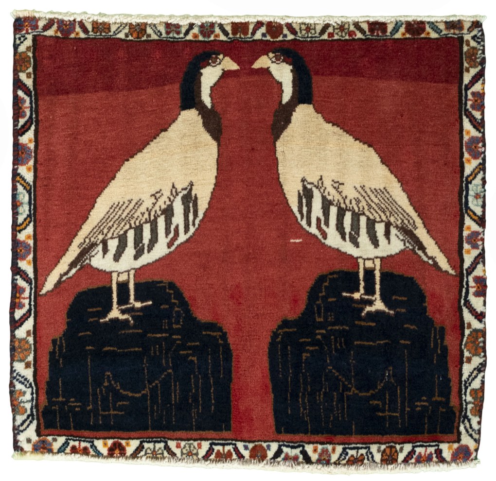 Shiraz Tappeto persiano 60x60 Rosso (Iran) Annodato A Mano