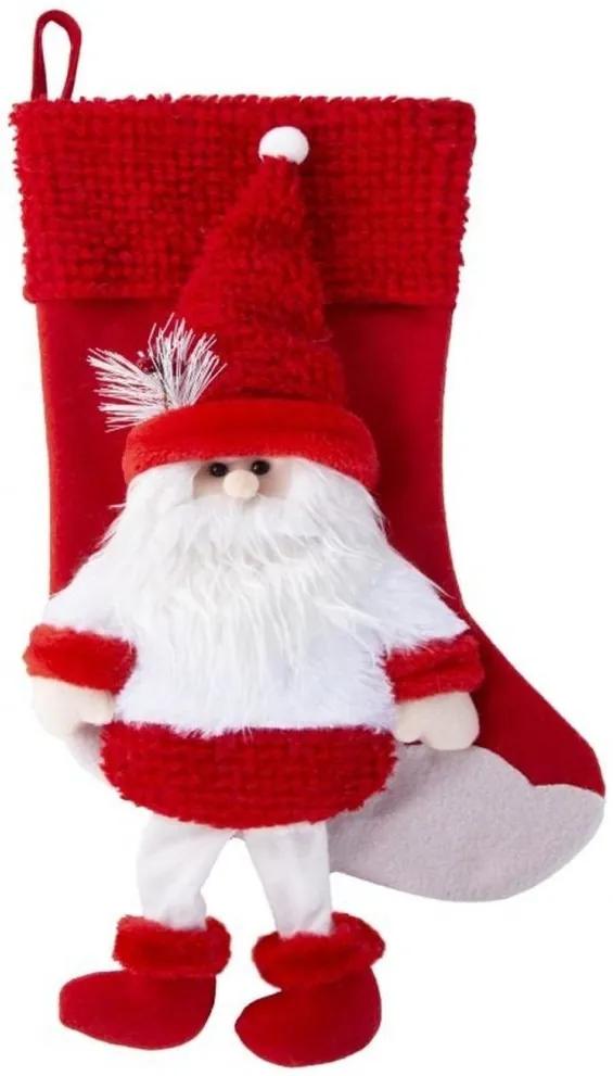 Stivale decorativo natalizio rosso con Babbo Natale