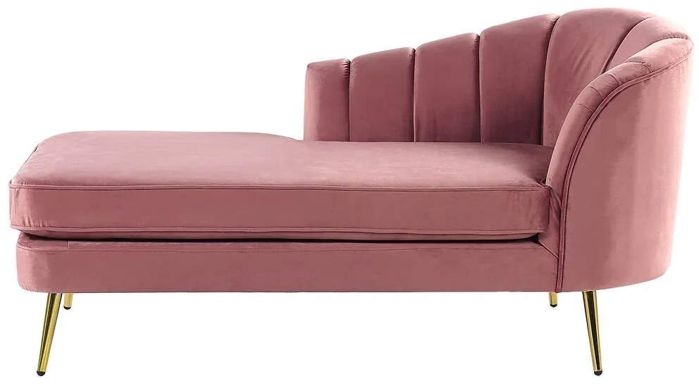Chaise longue velluto rosa destra ALLIER Beliani
