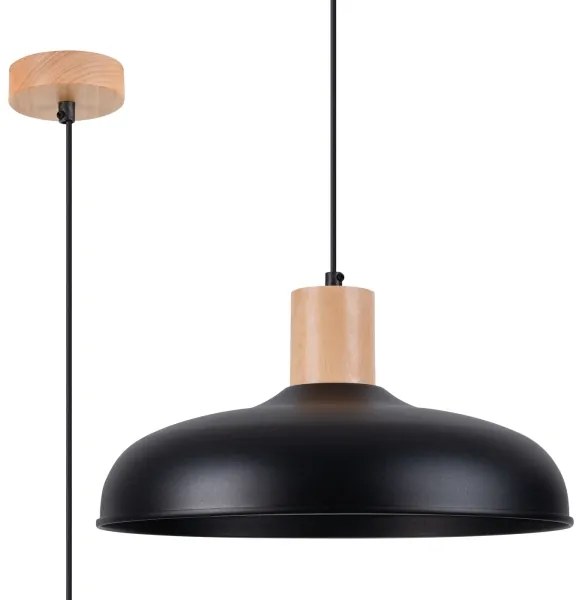 Sollux SL.1324 - Lampadario a sospensione con filo INDY 1xE27/15W/230V diametro 38 cm nero