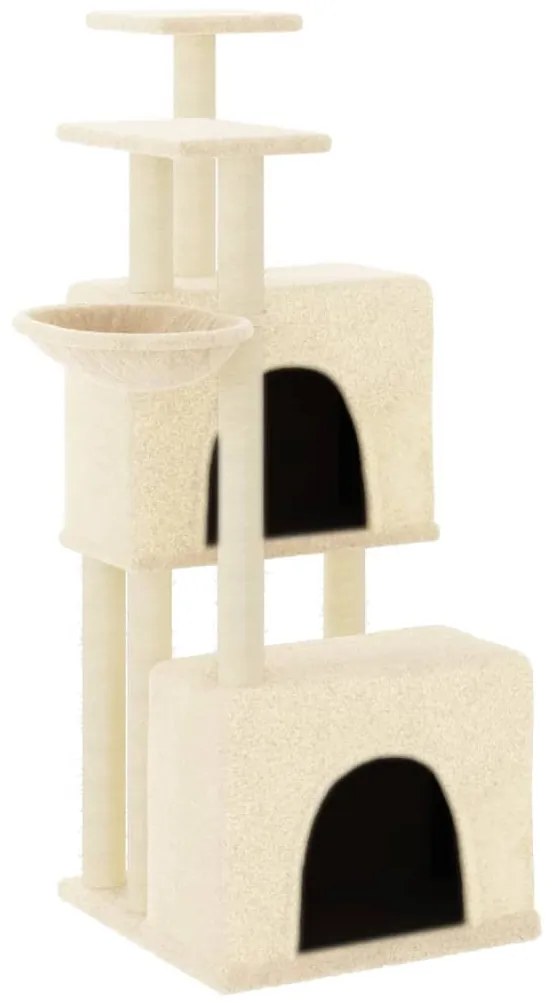 Albero per gatti con tiragraffi in sisal crema 122 cm