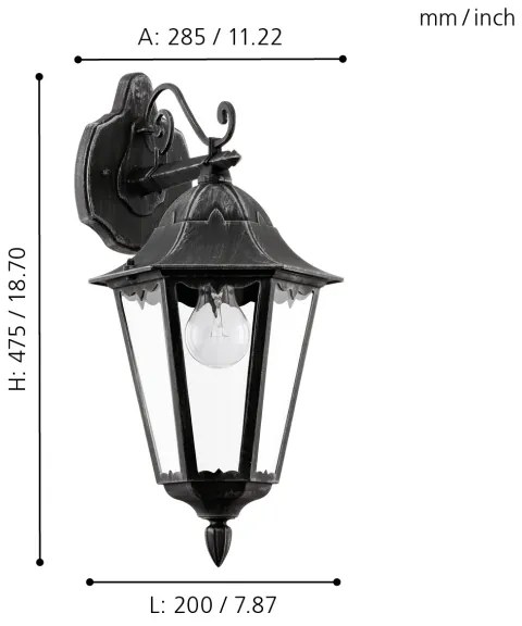 Eglo 93456 - Lampada da parete esterna NAVEDO 1xE27/60W/230V IP44