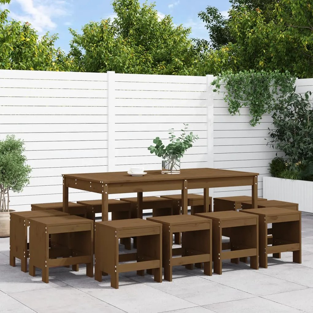 Set da pranzo da giardino 13 pz miele in legno massello di pino