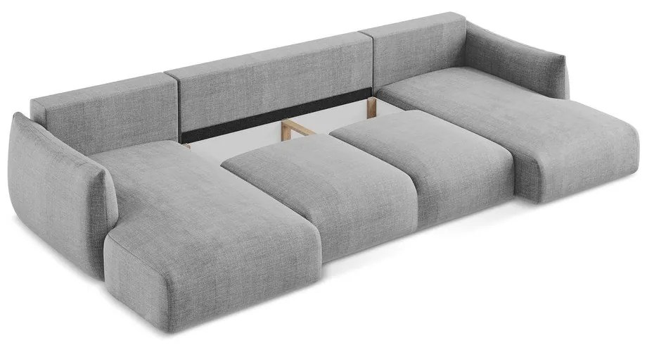 Divano angolare grigio chiaro allungabile (a U) Leila – Makamii