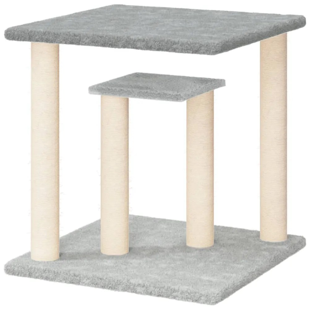 Pali tiragraffi per gatti con piattaforme grigio chiaro 50 cm