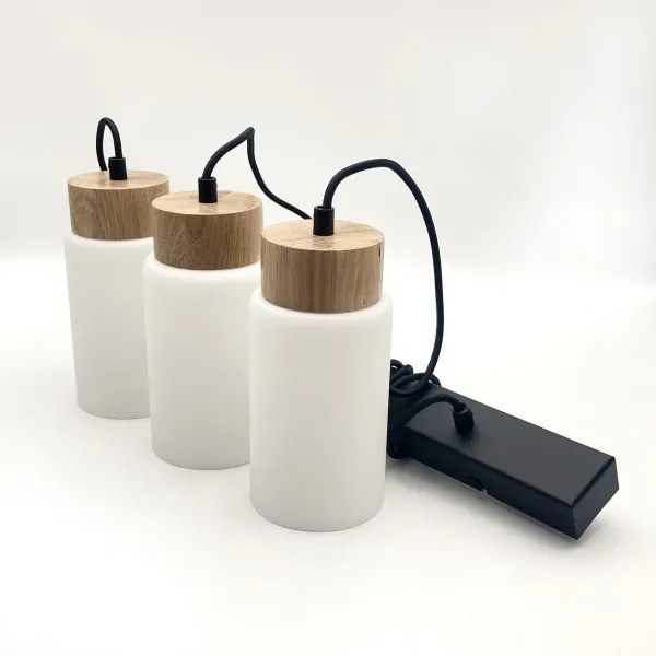 Lampadario sospeso su cavo MARKUS 3xE27/15W/230V nero/rovere