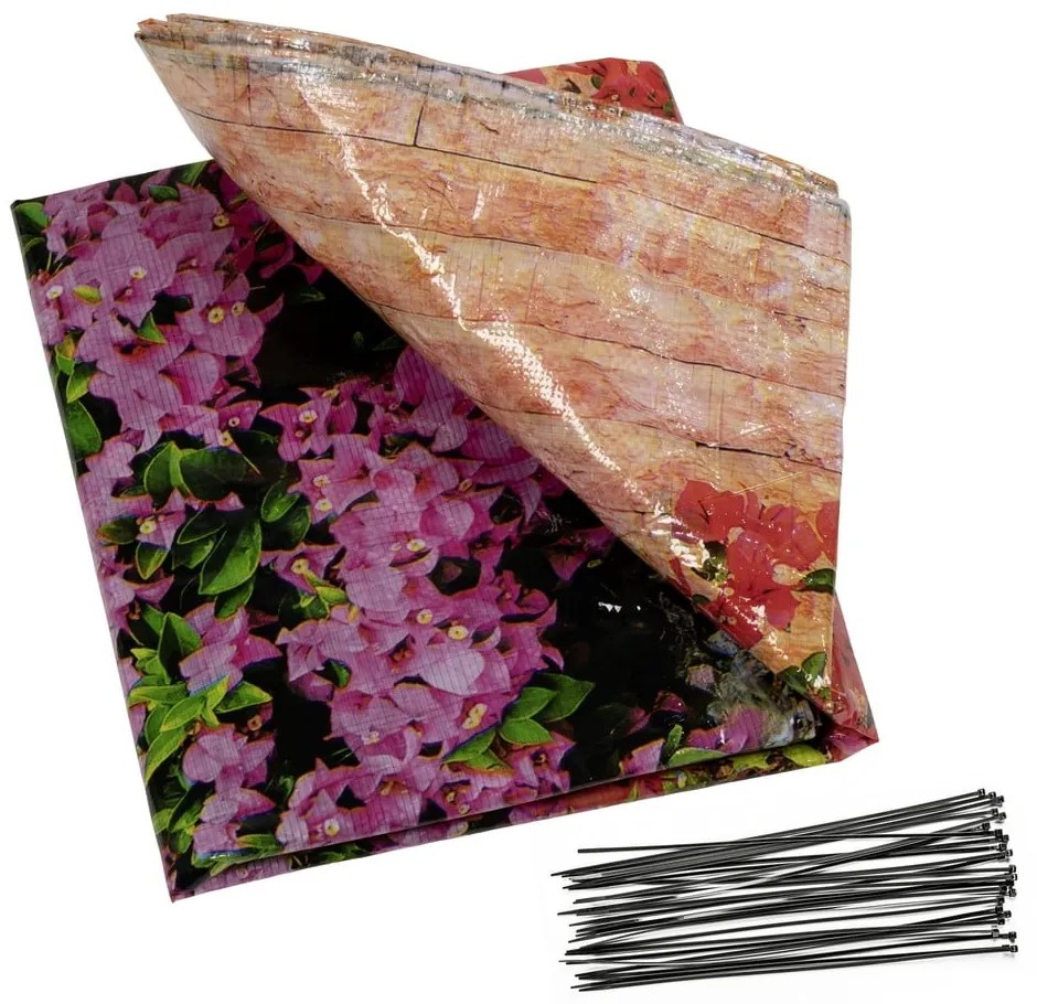 Paravento in plastica per balcone 500x85 cm Flowers - Maximex