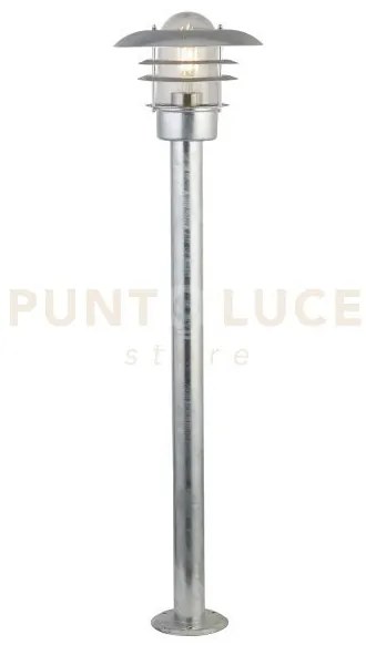 X conrad outdoor post- metallo argentato zincato e vetro trasparente