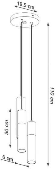 Sollux SL.1081 - Lampadario su corda BORGIO 3xGU10/40W/230V cemento/metallo nero
