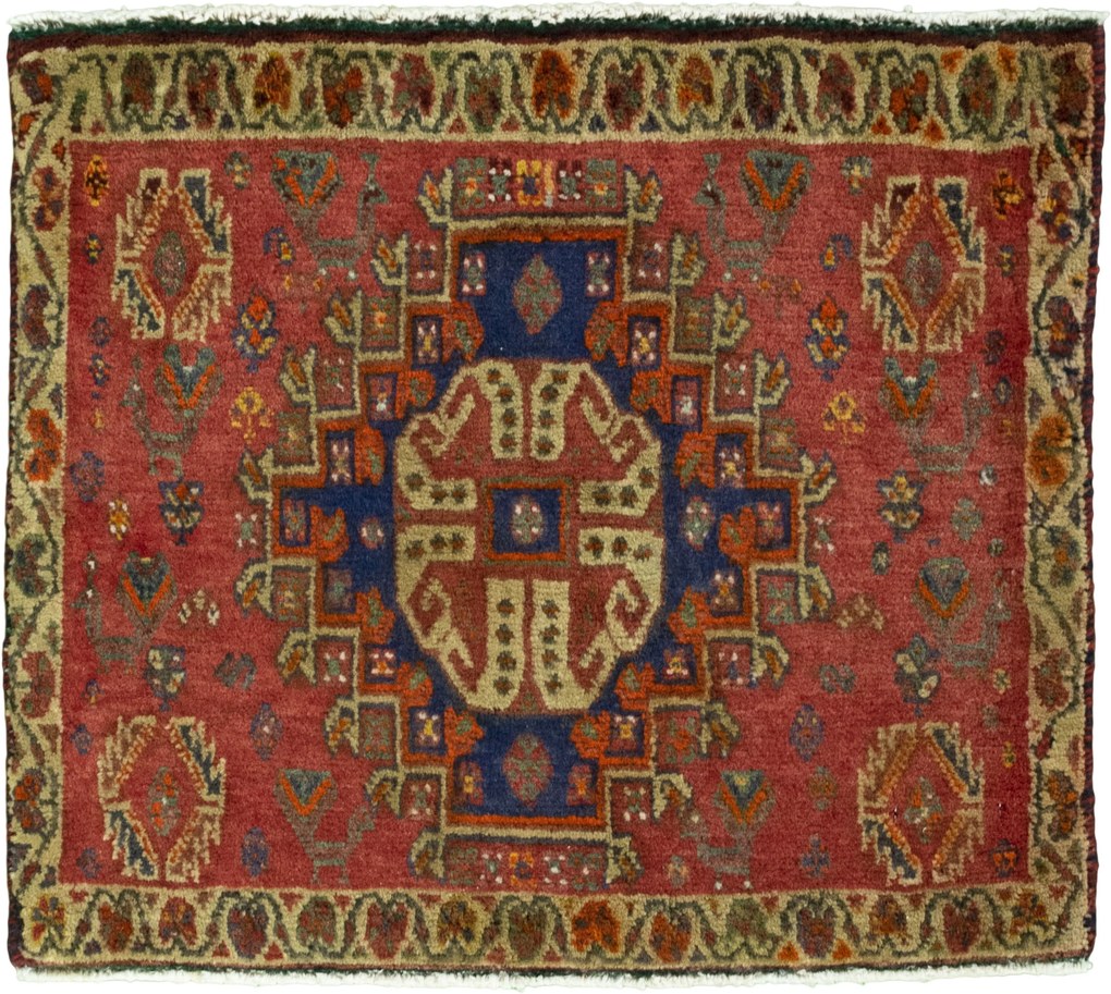Shiraz Tappeto persiano 70 x 60 Rosso (Iran) Annodato A Mano