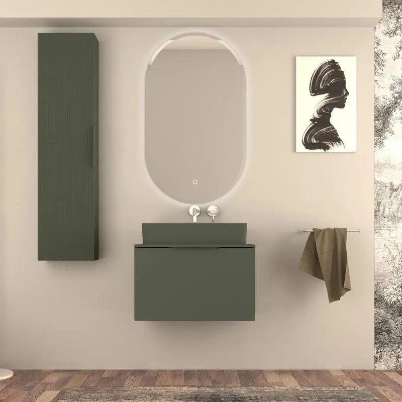 Mobile da bagno sotto lavabo BADEN HAUS Modula verde laccato opaco L 70 x H 43 x P 44 cm 2 cassetti, lavabo non incluso