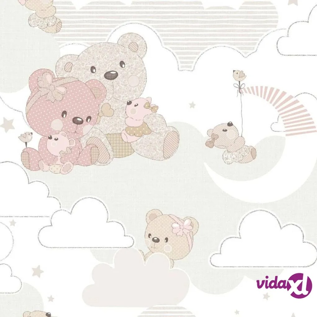 Noordwand Carta da Parati Mondo baby Hug Bears Rosa e Beige