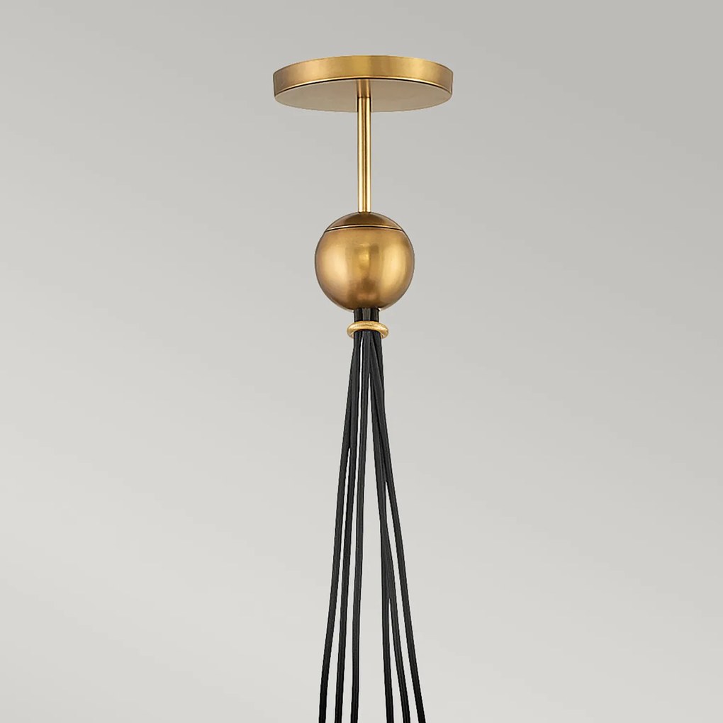 Lampadario Industrial Nordico Skye Acciaio Ottone Antico 6 Luci E27