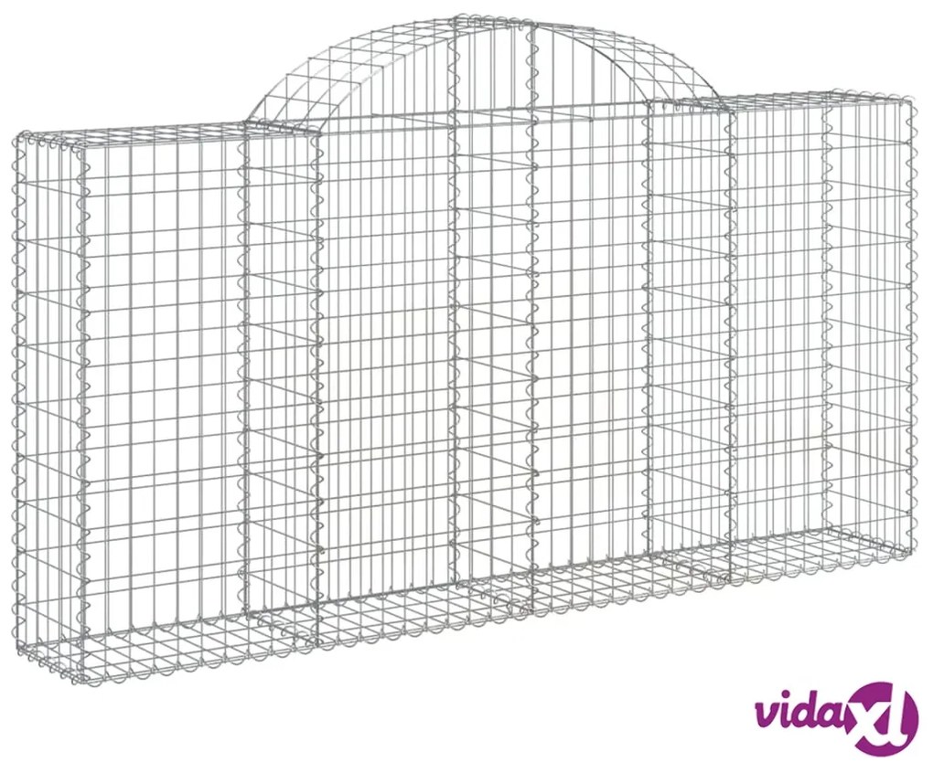 vidaXL Cesti Gabbioni ad Arco 2 pz 200x30x100/120 cm Ferro Zincato